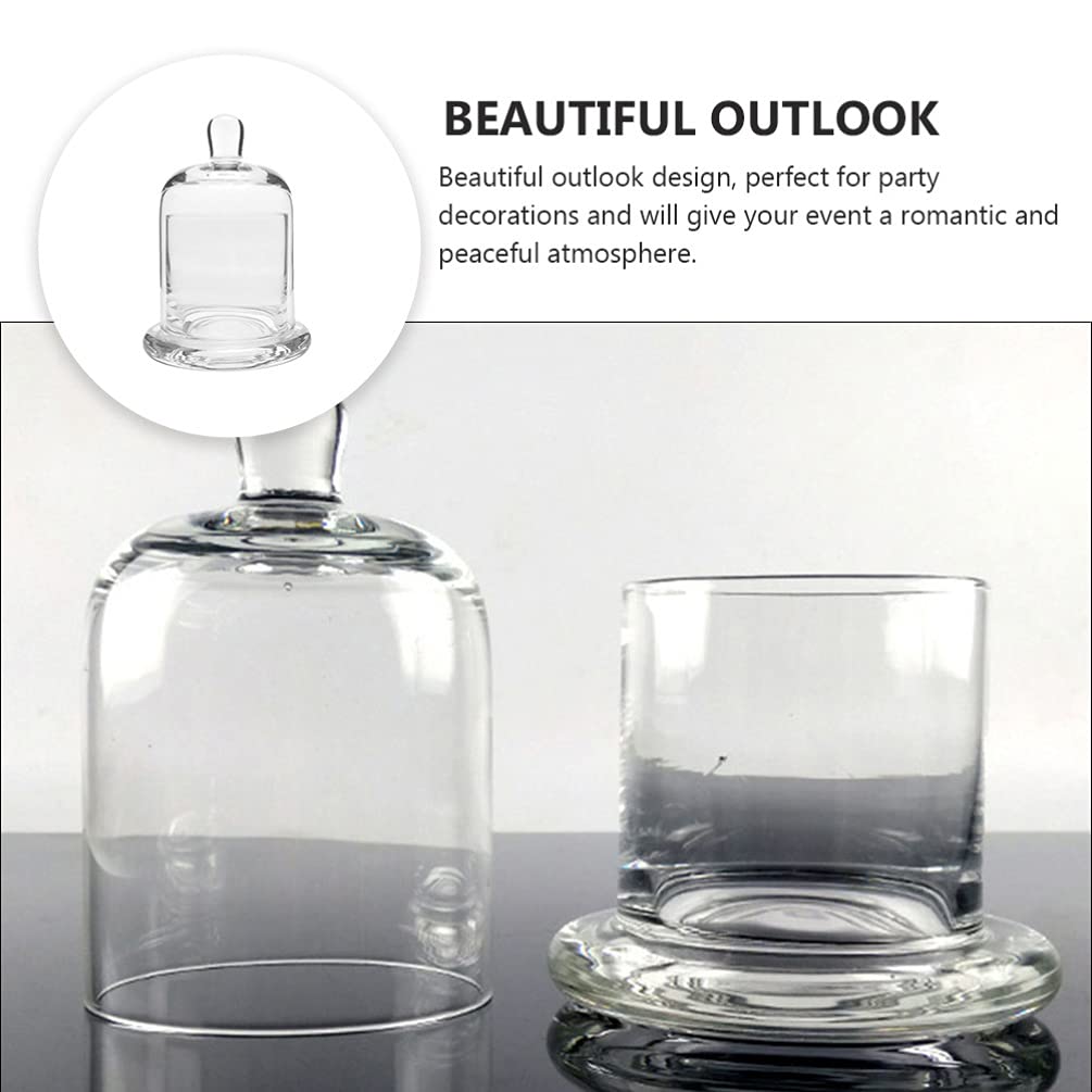 Bell Jar Glass Display Dome Cloche Terrarium Jar Plant Cover Cake Dessert Display Stand Candle Holder Cup Glass Dome for Plants Succulents Fairy Lights Photos 12. 8cm