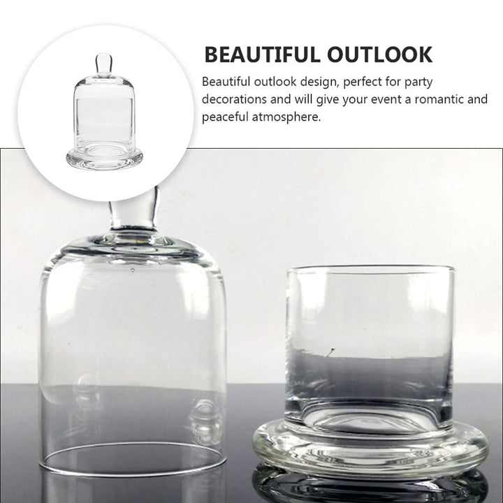 Bell Jar Glass Display Dome Cloche Terrarium Jar Plant Cover Cake Dessert Display Stand Candle Holder Cup Glass Dome for Plants Succulents Fairy Lights Photos 12. 8cm