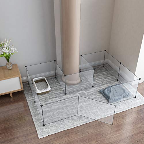 Pet Playpen, Portable Large Plastic Yard Fence Small Animals, Puppy Kennel Crate Fence Tent, 28 X 20 Inch, White, 12 Panels