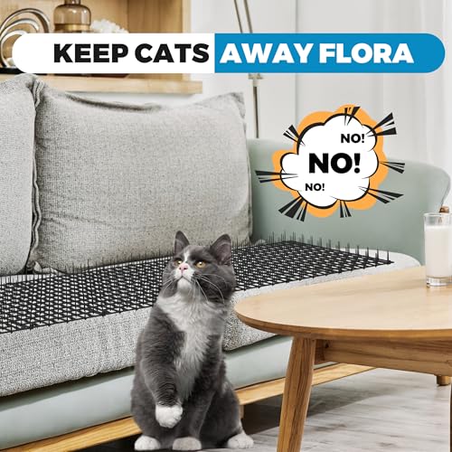 13ft Scat Mat for Cats, Cat Scat Mat with Spikes Outdoor, Cat Spikes for Outside, Cat Deterrent Spikes (2 Pack 6.5ft)