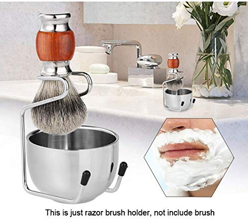 2 in 1 Shave Cup with Stand Holder Set Shaving Bowl with Stainless Steel Shaving Stand Brush Holder Set Razor Brush Bowl Grooming Tool for Men Beard Cleaning