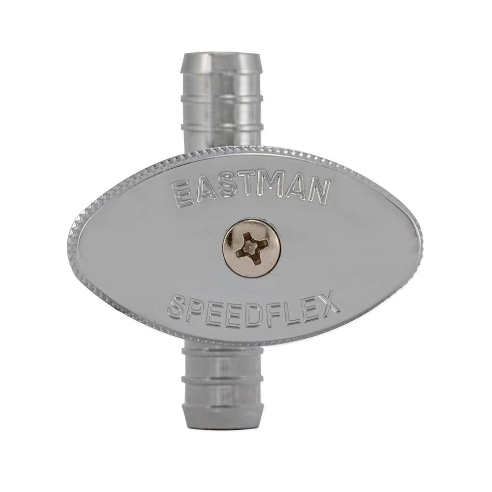 Eastman Multi-Turn Straight Stop Valve, 1/2 Inch PEX Outlet x 1/2 Inch PEX Inlet, Chrome Plated, 04492LF