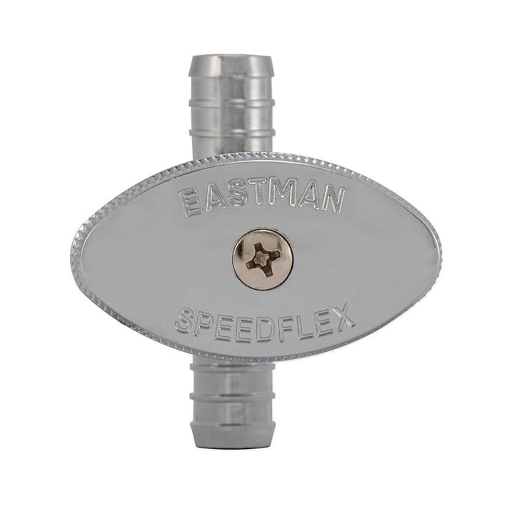 Eastman Multi-Turn Straight Stop Valve, 1/2 Inch PEX Outlet x 1/2 Inch PEX Inlet, Chrome Plated, 04492LF