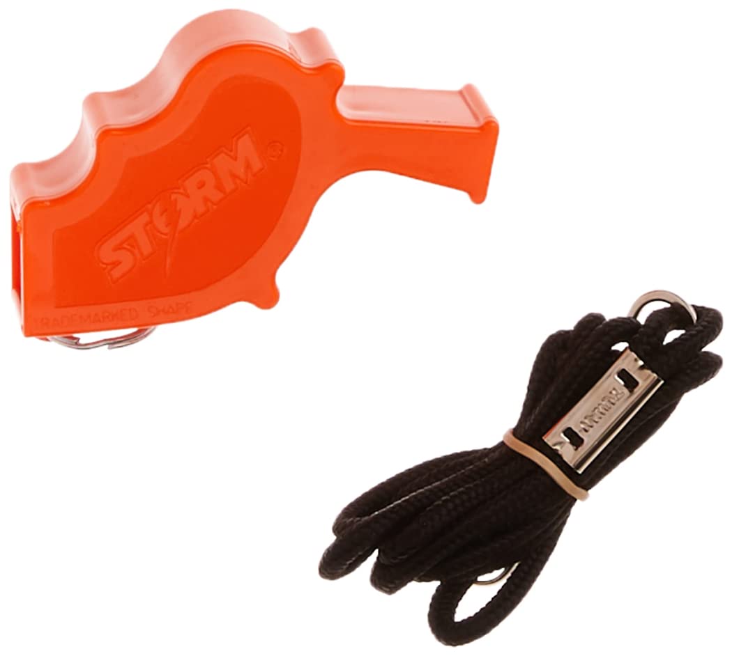 Storm Safety Whistle with 19-Inch Black Lanyard (Color May Vary), Orange