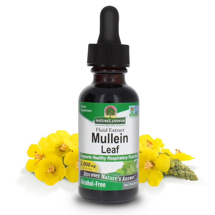 Nature&#39;s Answer Mullein Drops for Lungs, Alcohol-Free Mullein Tea, 1 Ounce Mullein Leaf Extract for Lungs, Supports Respiratory Function, Promotes Healthy Lungs, Non-GMO, Made in USA