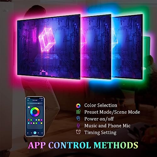 LED Lights for TV 14.8ft,TV LED Backlight for 65-75Inch, RGB Behind TV LED Lights for Bluetooth,Music Sync APP and Remote Control, Strip Lighting for Christmas Gaming Room HDTV Mood