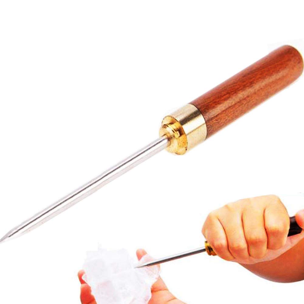 9 Ice Picks Stainless Steel Wooden Handle With Cover for Kitchen, Bars, Bartender,Picnics, Camping, And Restaurant (Red sandal wood)