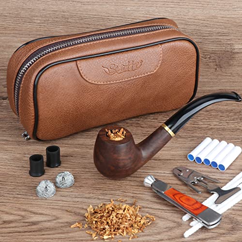 Scotte PU Leather Tobacco Smoking Wood Pipe Pouch case/Bag for 2 Tobacco Pipe and Other Accessories(Does not Include Pipes and Accessories)