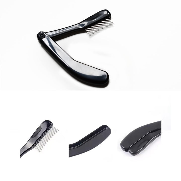 Folding Eyelash Comb,Eyelash Comb Separator Eyelash Brush Separator Curler Lash Brush Separator Eyelash Eyebrow Mascara Brush with Metal Teeth Makeup Brush Tools