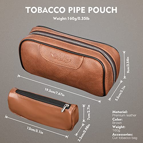 Scotte PU Leather Tobacco Smoking Wood Pipe Pouch case/Bag for 2 Tobacco Pipe and Other Accessories(Does not Include Pipes and Accessories)