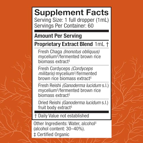 Breathe* Extract - Immune & Respiratory Support Mushroom Liquid Supplement - Herbal Lung Health Supplement with Chaga, Reishi & Cordyceps - 2 fl oz (60 Servings)*
