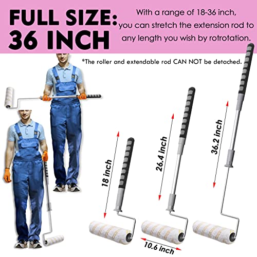 6pcs House Paint Roller Kit, 9 inch Extendable Roller Frame with 5 Microfiber Replacement Covers, Adjustable Painting Roller (18 - 36), Home Painting Supplies for Painting Walls &amp; Ceilings