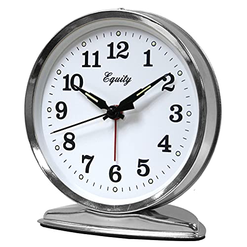 Equity 24014 Wind-Up Loud Bell Metal Alarm Clock Pack of 1 Silver