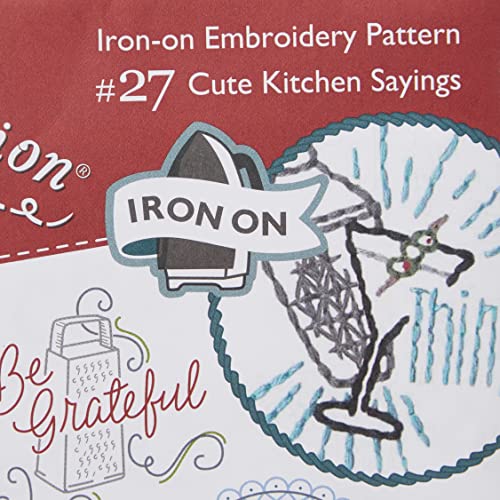 Stitcher&#39;s Revolution Cute Kitchen Sayings Iron-On Transfer Patterns for Embroidery, red