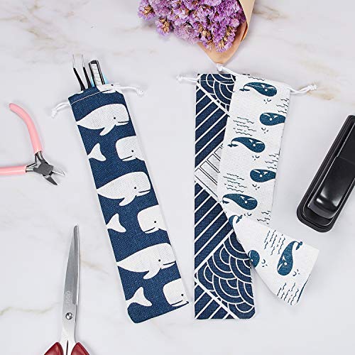 20 Pieces Straw Carrying Case Reusable Straws Cutlery Pouch Portable Straw Travel Canvas Bag for Straws, Knife, Fork, Spoon, Chopsticks