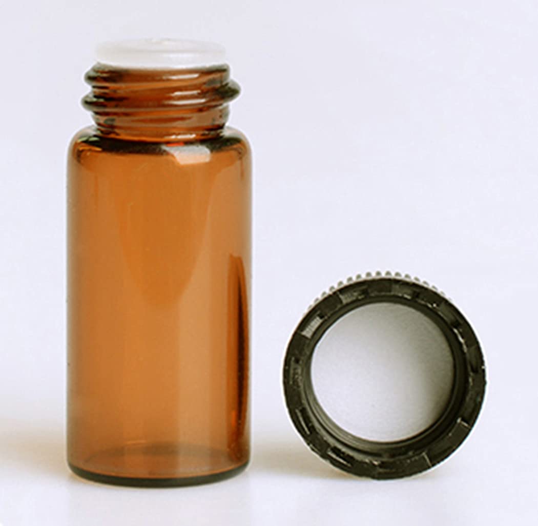 50Pack Set 1ML 2ML 3ML 5ML Amber Glass Bottle with Orifice Reducer and Cap Small Essential Oil Vials (2ML)