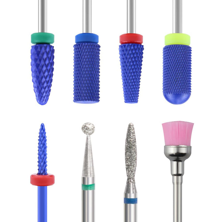 7pcs Ceramic Nail Drill Bits Set for Acrylic Nails 3/32 Professional Ceramic Nail Drill Bit Set for Cuticle Acrylic Gel Nail Polishing Manicure