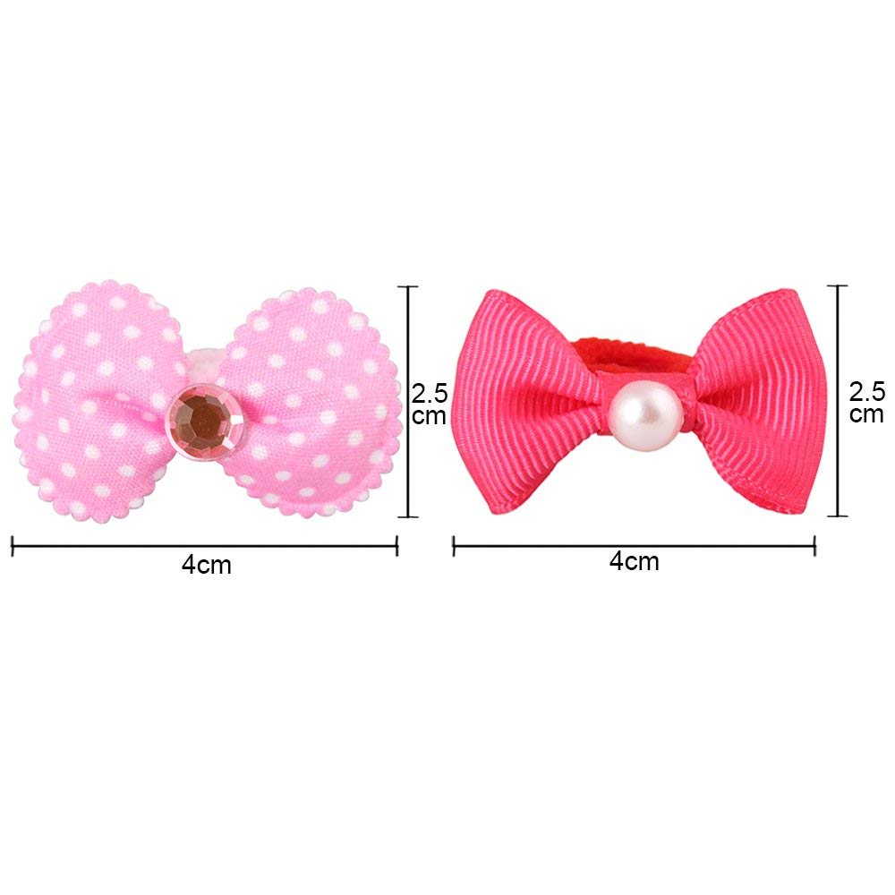 Baby Girls Bow Elastic Ties,Ponytail Holders,Hair Bands,Hair Elastics,Value Set (50 small bow for baby girl or pets)