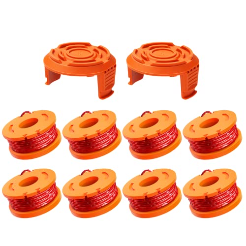 10 Pack WA0010 Trimmer Line Compatible with Worx Weed Eater, 0.065 Autofeed Replacement Trimmer Spool for Worx String Trimmer(8 Line Spools + 2 Caps)