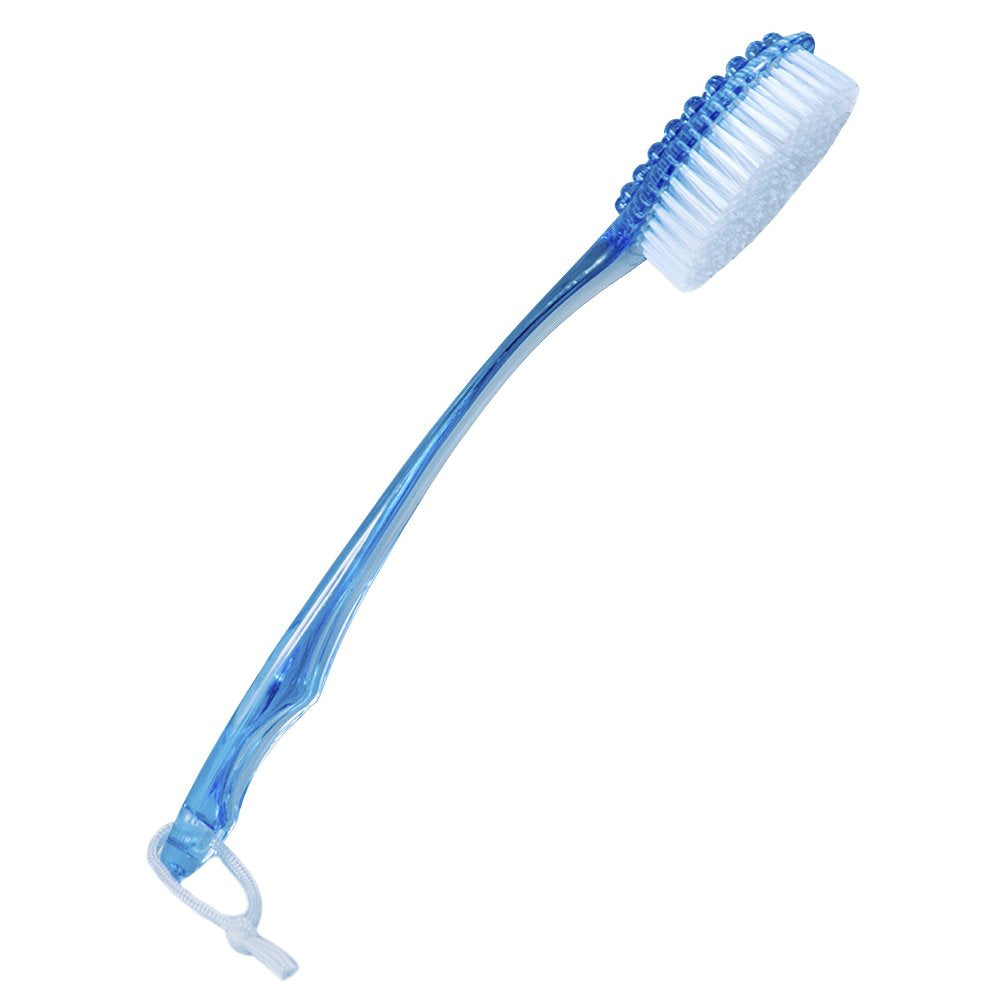 Bath Brush with 14 Long Handle Blue Shower Body Back Scrubber Massager (Blue)