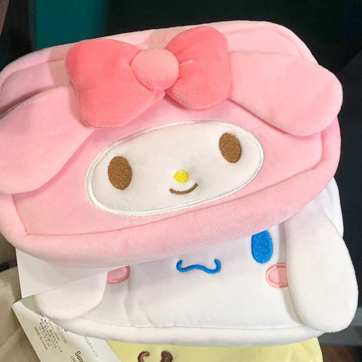 Cartoon Cosmetic Bag With Zipper,Kawaii Plush Makeup Bag,Cute Brush Organizer Toiletry Bag for Women Girls(Pink)