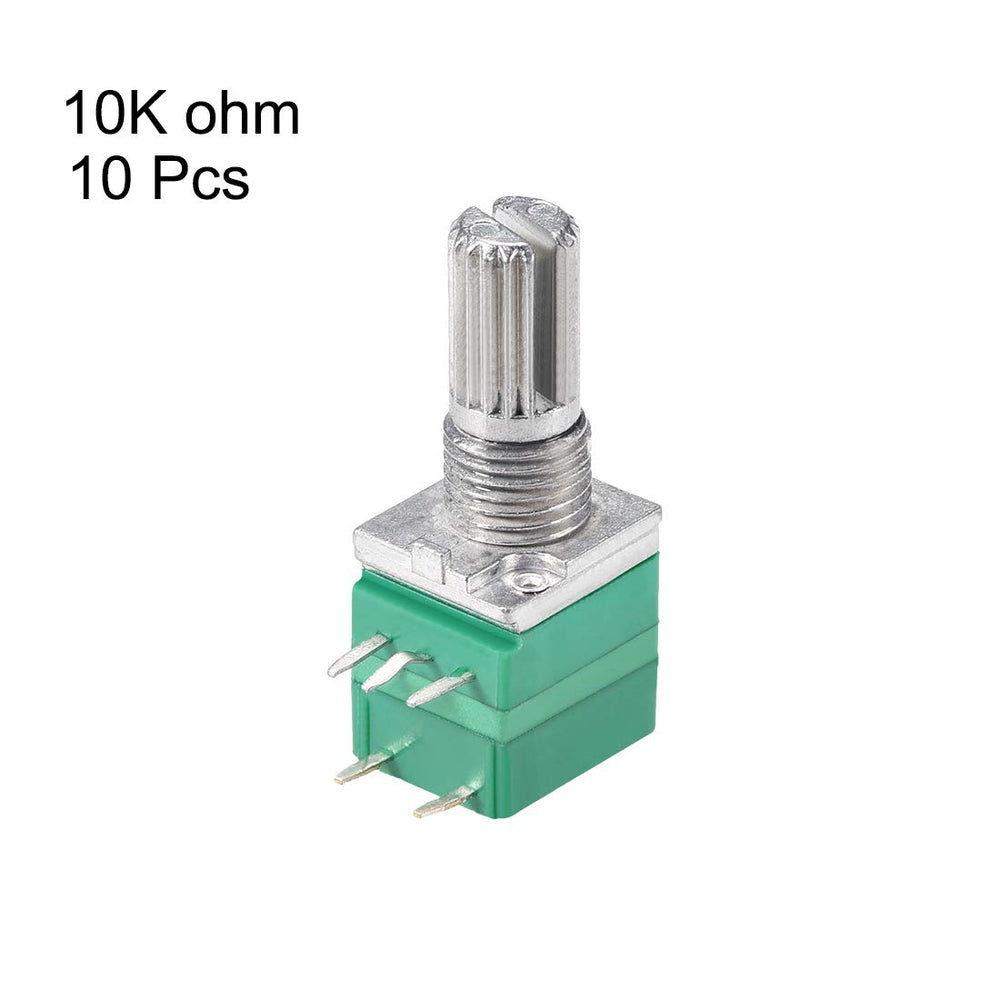 Potentiometer with Switch B10K Ohm Variable Resistors Single Turn Rotary Carbon Film Taper RV097NS 10pcs