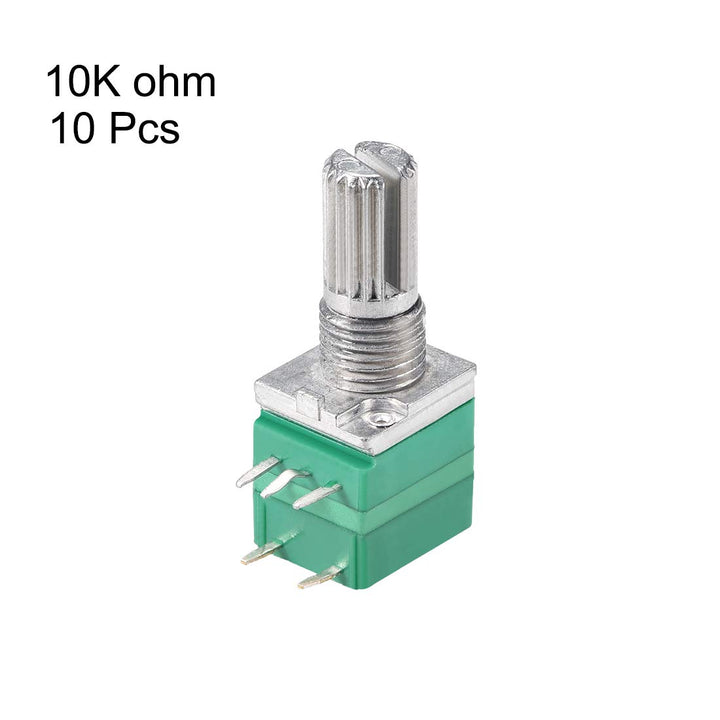 Potentiometer with Switch B10K Ohm Variable Resistors Single Turn Rotary Carbon Film Taper RV097NS 10pcs