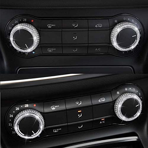 Pursuestar Bling Bling Crystal Air Conditioner Control Switch Knob Regulator Caps Diamond Cover Decals Decorations Trim for Mercedes-Benz A B Class CLA GLA GLE GLS GLK ML CLS