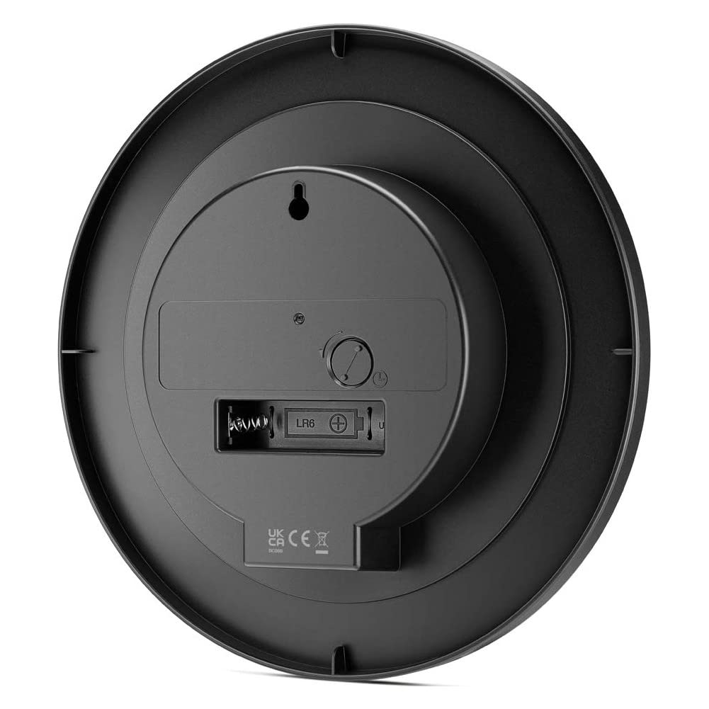 Braun Classic Analogue Wall Clock with Quiet Quartz Movement, Easy to Read, 20cm Diameter in Black, Model BC06B.