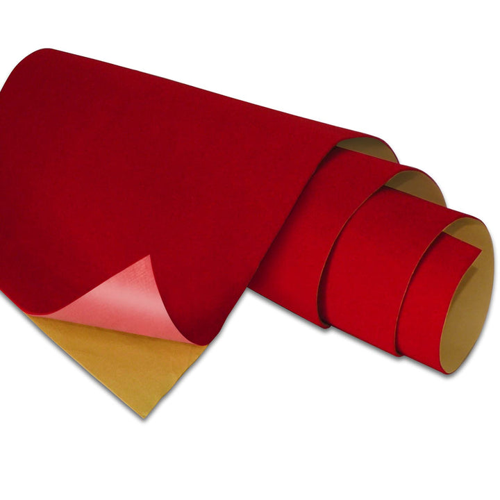 Red Self Adhesive Velvet Fabric Sticky Felt Sheets for Art &amp; Crafts, Jewelry Box, Drawer Liners- 2PCS x (17.3 inch x 39.3 inch)