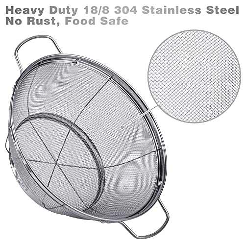 3 Pack 18/8 Stainless Steel Colander Sieves(5-Quart, 4-