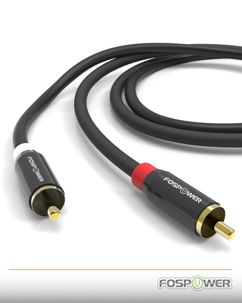 FosPower (2 Pack) 2 RCA M/M Stereo Audio Cable [24K Gol