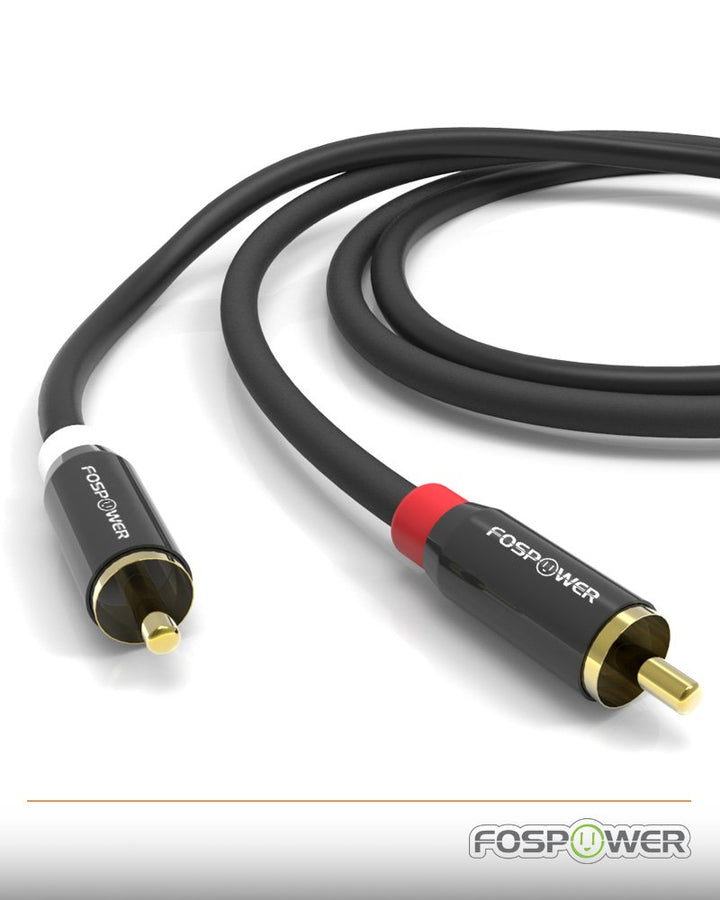 FosPower (2 Pack) 2 RCA M/M Stereo Audio Cable [24K Gol
