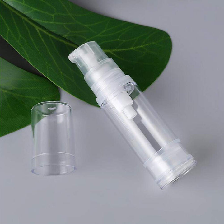 12Pcs Transparent Airless Pump Press Bottle Portable Plastic Vacuum Bottle Empty Refillable Sample Travel Container Jars Vials Pots Makeup Holder for Lotion Essence Emulsion Foundation (5ml/0.17oz)