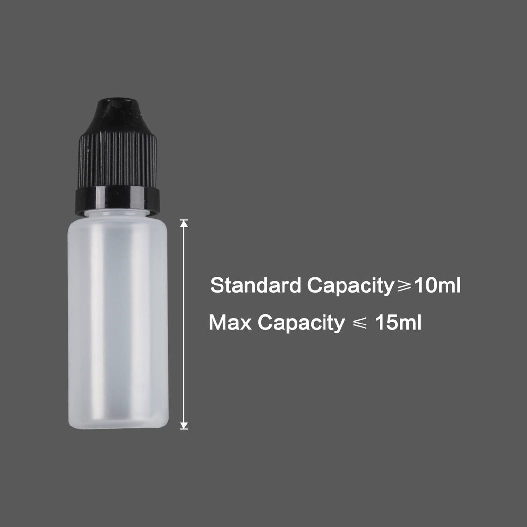15ml LDPE Plastic Thin Tip Dropper Bottles, Small Empty Squeeze Dropper Bottles (50PCS, Black Caps), BPA Free