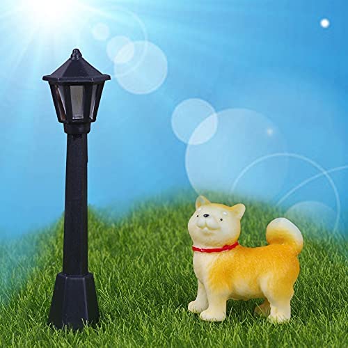 Dong Huang 10pcs Mini Miniature Street Light Model, Railway Train Solar Lamp Post Lamps, Outdoor Pathway Lantern Post for Dollhouse Decoration Micro Landscape Fairy Garden Lighting Accessories, Black