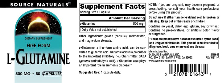 Source Naturals L-Glutamine, Free Form Amino Acid That 