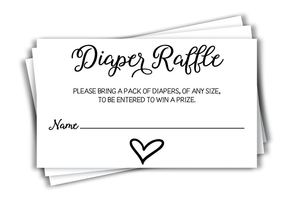 50 Gender Neutral Watercolor Heart Baby Shower Diaper Raffle Tickets, Lottery Insert Cards for Heart Baby Shower Invitations Supplies Games for Baby Gender Tickets (50-Cards)