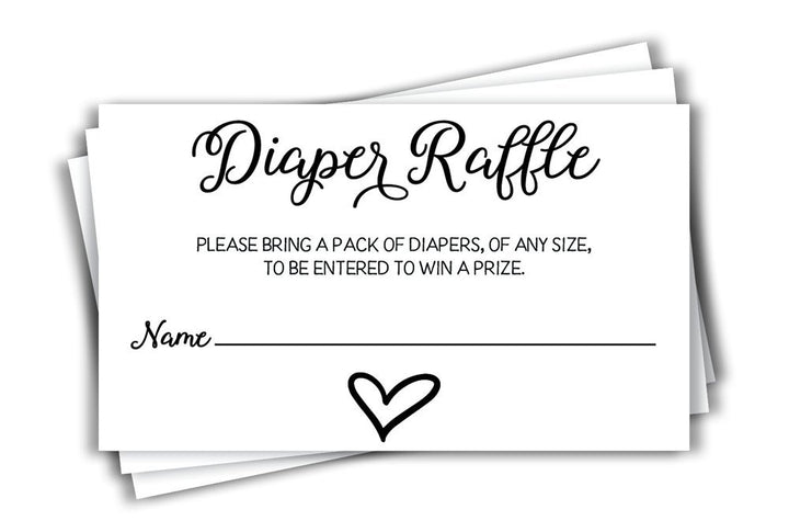 50 Gender Neutral Watercolor Heart Baby Shower Diaper Raffle Tickets, Lottery Insert Cards for Heart Baby Shower Invitations Supplies Games for Baby Gender Tickets (50-Cards)