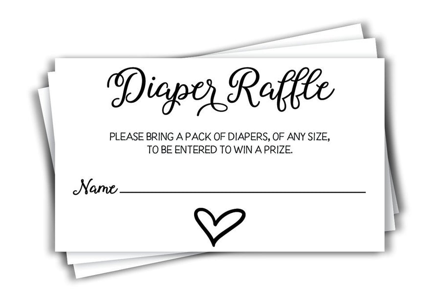 50 Gender Neutral Watercolor Heart Baby Shower Diaper Raffle Tickets, Lottery Insert Cards for Heart Baby Shower Invitations Supplies Games for Baby Gender Tickets (50-Cards)