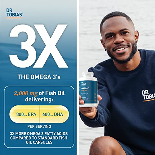 Omega 3 Fish Oil, 2000mg Triple Strength with 800mg EPA 600mg DHA Per Serving, Fish Oil Omega 3 Supplements for Heart, Brain &amp; Immune Support, 180 Softgels, 90 Servings