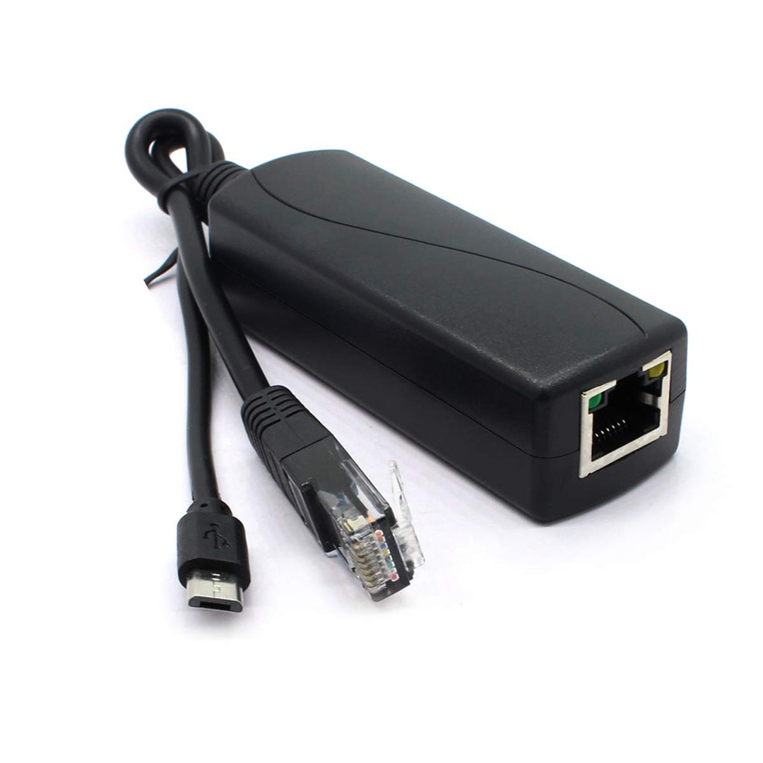 Gigabit PoE Splitter, 48V to 5V 2.4A Micro USB Ethernet Adapter, Compatible with Raspberry Pi 3B+, IP Camera and More