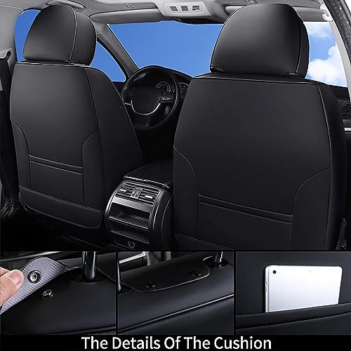 Car Seat Covers Full Set, Seat Covers for Cars, Black Car Seat Cover, Car Seat Protector Waterproof, Nappa Leather Car Seat Cushion, Car Seat Covers Front Seats and Back Fit for Most Cars