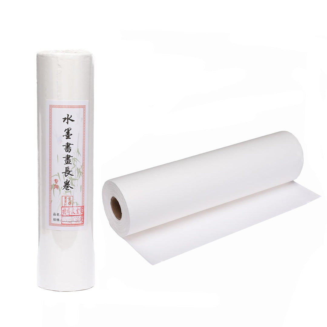 Roll Pack Xuan Paper Thicken Calligraphy Xuan Paper Sumi Paper for Practice Chinese Japanese, 35cm x 100m(13.8in x 328ft), Sheng(Raw) Xuan Paper, White