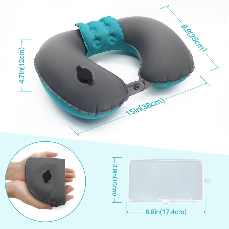 Neck Pillow Travel Neck Pillows Inflatable, Compact Portable Head and Neck Support Pillows in Flight, U Shaped Adjustable Ultralight Compact Neck Support Pillow for Lightweight Support/Rest (Gray)