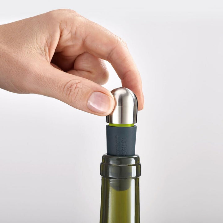 BarWise Twist-Lock Wine Stoppers, 2-Piece, Blue