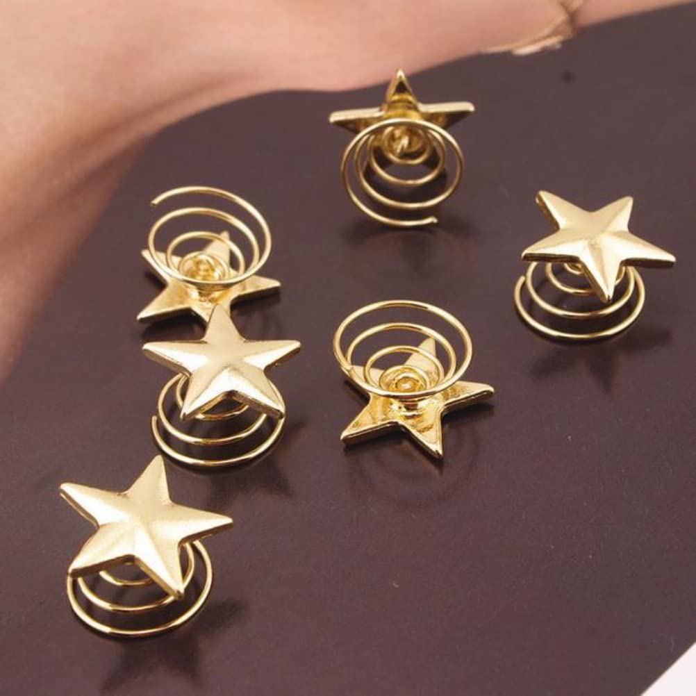 6 Pcs/Pack Delicate Bridesmaid Gift Gold Wedding Hair Pins Clips Bridal Star Hairpin Spiral Hair Claw Stick Headwear Barrettes for Women Girls Hair Accessories