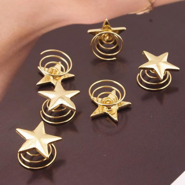6 Pcs/Pack Delicate Bridesmaid Gift Gold Wedding Hair Pins Clips Bridal Star Hairpin Spiral Hair Claw Stick Headwear Barrettes for Women Girls Hair Accessories