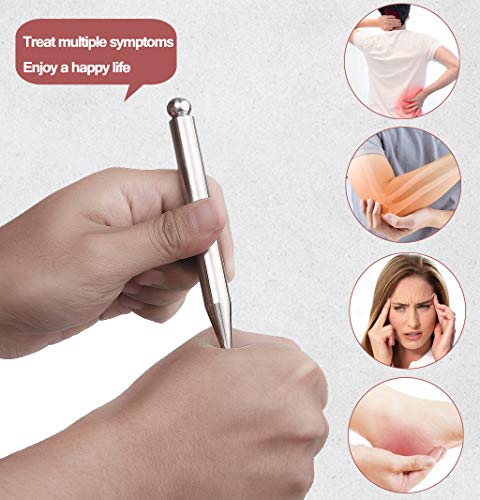 FeelFree Sport Stainless Steel Manual Acupuncture Pen-Deep Tissue Massage Tool- Reflexology Trigger Point Massage Tools for Relief Pain Full Body Relaxing Self-Massage Acupressure Bar