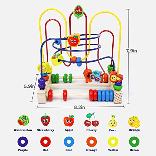 Bead Maze Toy Wooden Toddler Roller Coaster Abacus for Toddlers 1-3 Montessori Activity Cube for Kids First Birthday Gifts for Boys Girls 1 2 3 Years